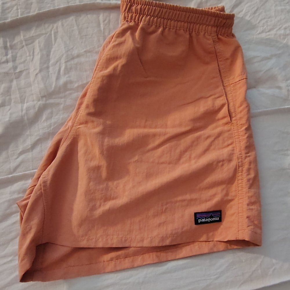 Patagonia Orange Athletic Shorts Lightweight Elastic Waist